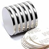 CMS MAGNETICS - (6-Piece) Diameter 1.26x1/8" Neodymium Disc Magnet with Round Double-Sided Adhesive | N35 Grade, Strong, Powerful, Rare Earth, NdFeB | Science, Research, Craft, DYI, Office, Kitchen