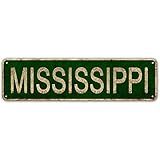 LINStore Mississippi Sign, America State Name Vintage Metal Tin Sign, Wall Decor for Office/Home/Classroom - Best Decor Gift Ideas for Women Men Friends 4x16 Inches