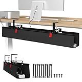 Univivi No Drill Under Desk Cable Management Tray, 36" Cord Organizer for Table, Clamp/Screw Mount Desk Cable Management, Premium Fabric Cable Management Tray for Office, Home