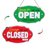 PETCEE Open Close Signs for Business - 11.8"x6.6" Closed Open Sign for Business with Display Specially for Restaurants Stores and Bars Effortlessly Set Your Hours