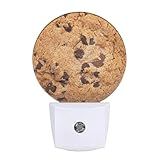 Uanvaha Food Decorative Night Light Chocolate Chip Cookie Funny Dessert Plug in Night Lights Auto LED Lamp Energy Saving Round Lights for Boys Girls Men Women