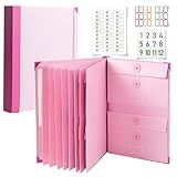 Important Document Organizer|Personal Binder Organizer with Labels Accordion File Stylish Binder for Storing Important Papers, Certificates, Passports, Photos, and Letters(Pink)