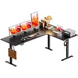 Casaottima 63 Inch Reversible Electric L Shaped Standing Desk, Height Adjustable Corner Stand up Desk, Ergonomic Large Lift Table for Home, Office, Workstation, Black