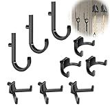 9 Pcs ABS Storage Shed Tool Hooks, Heavy Duty Shed Accessories & Hooks - Compatible with Suncast & Craftsman Sheds, Black J/U/V Shape for Organizing Ladders, Hoses & Garden Tools in Outdoor Sheds.