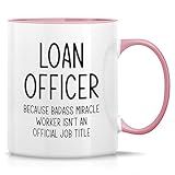 Retreez Funny Mug - Loan Officer Cause Badass Miracle Worker isn't an Official Job Tittle 11 Oz Ceramic Coffee Mugs - Funny Sarcasm Inspirational birthday gift - White Mug with Pink Handle and Inner