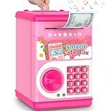 Pink Piggy Bank for Kids with Password Code Lock and Auto Grab Bill Slot, PhilaeEC Real Money Cash Coin Can Saving Box Electronic Money Safe Bank, Hot Gift for 4 7 8 9 10 11 Year Old Boys Girls