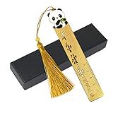 yueton Creative Classical Style Metal Bookmark Brass Ruler Bookmark Cute Panda Copper Bookmark with Beautiful Tassels for Office, School, Home, Library and Bookstore Use - with a Gift Box