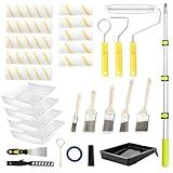 29 PCS Paint Roller Kit-Rocfinity Paint Roller with 4ft Extension Pole,Microfiber Paint Rollers 9 inch 4inch,Pro House Painting Supplies with Adhesive Tape, Non-Slip Tray for Painting Walls & Ceilings