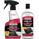Weiman Ceramic and Glass Cooktop - 10 Ounce - Stove Top Daily Cleaner Kit - 12 Ounce - Glass Induction Cooktop Cleaning Bundle for Heavy Duty Mess Cleans Burnt-on Food
