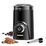 SHARDOR Electric Coffee Grinder, 70g Large Capacity Spice Grinder with Visual Timing Knob for Precise Grind, Quiet Coffee Bean Grinder for Espresso, French Press, Herbs and Grains, Black