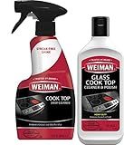 Weiman Ceramic and Glass Cooktop - 10 Ounce - Stove Top Daily Cleaner Kit - 12 Ounce - Glass Induction Cooktop Cleaning Bundle for Heavy Duty Mess Cleans Burnt-on Food