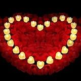 Childom Red Rose Petals Set,1000 Pieces Artificial Rose Petals with 24 Pieces LED Tea Lights Candles,Roses Petal for Romantic Night for Her,Proposal Decorations for Women,Wedding,Bedroom,Anniversary
