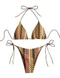 ZAFUL 2 Piece Triangle Bikini Sets for Women Sexy Crochet Halter Swimsuits