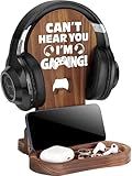 Slothoem-Gamer Gifts for Men Boyfriend Valentines Day, Gamer Room Decor for Brother, Gaming Gifts for Son, Husband, Easter Basket Stuffers, Gamer Room Accessories Stuff, Wooden Headset Stand