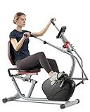 ECHANFIT Recumbent Exercise Bike with Arm Exerciser for Home - Elliptical Recumbent Cross Trainer with Backlit Display, Pulse Sensor, 8-Level Magnetic Resistance, 380LBS Weight Capacity