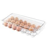 iDesign Clear Plastic Egg Holder for Fridge with Lid - 21 Egg Storage Container Organizer Bin