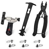 WOTOW Bicycle Chain Repair Tool Kit, Cycling Bike Master Link Pliers Remover & Chain Breaker Splitter Cutter & Chain Wear Indicator Checker & Reusable Missing Connector for 6/7/8/9/10 Speed Chain