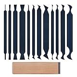 HERMIT TOOLS New Cabinet Scraper Cards asnd Cabinet Scraper Burnisher with 12 Piece Multi-Shaped Scraper Set Suitable for Various Small space and Small-Sized Tasks(HTCSCS13)