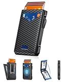 Wallet for Men RFID Wallet with 2 ID Windows & Money Clip, Slim Pop Up Card Holder for 10-12 Cards, Bifold Minimalist Smart Wallet for Front Pocket, Compact Metal Credit Card Holder, Gifts for Men