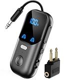 Bluetooth 5.4 Transmitter Receiver for 2 AirPods/Headphones, 2-in-1 Airplane Bluetooth Adapter with Mic for Hands-Free Calls, Low Latency, Wireless Audio Adapter for Travel Flight TV Speakers