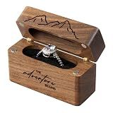 Wislist Wooden Engagement Ring Box for Proposal Slim Pocket Size Ring Case