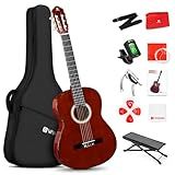 Classical Guitar Full Size 4/4 Spanish Style Classical Guitarra, 39 Inch Nylon Strings Guitar Ideal for Beginner Adults, Solid Rosewood Red, by Vangoa