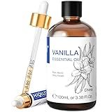HIQILI Vanilla Essential Oil, Undiluted Natural Strong Fragrance Add in Skin Perfume, Unscented Lotion, Candle Soap Making Scent, Relax at Home with Diffuse Warm Sweet Aroma -100ML