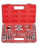 Orion Motor Tech SAE Tap and Die Set Standard | #4, 6, 8, 10, 12, 1/4, 5/16, 3/8, 7/16, 1/2" Tap Set and Die Set | Thread Repair Kits for Threading and Rethreading Internal and External Threads