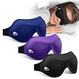 3 Pack Sleep Masks for Side Sleepers, True Blackout 3D Eye Mask for Sleeping, Zero Eye Pressure, Lash-Friendly, Adjustable Soft Eye Cover for Women Men, Travel Night Blindfold
