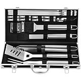 Grilljoy BBQ Accessories Grill Tools Set - 22PCS Stainless Steel Barbecue Grill Accessories for Outdoor Grill with Black Aluminum Case - Grilling Gifts for Men Dad -Grill Tools Kit