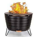 TIKI Patio Fire Pit Bundle – 25-Inch Smokeless Wood Burning Outdoor Fire Pit for Backyard, Patio, Deck & Garden with Removable Ash Pan, Stand & Weather-Resistant Cover – Modern Black Stainless Steel