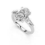 2 Carat plat-950 Platinum Oval Cut 4 Prong Baguette AccentLab Grown Diamond Ring, Engagement Anniversary Wedding IGI Certified Promise Rings for Women (1-5 Ct, F-G Color, VS1-VS2 Clarity) Size 6