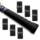 ALIEN PROS Tennis Racket Grip Tape (6 Grips) - Precut and Dry Feel Tennis Grip - Tennis Overgrip Grip Tape Tennis Racket - Wrap Your Racquet for High Performance (6 Grips, Black)