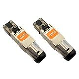 Davonpha Cat8 Toolless RJ45 Connector,zinc Alloy Shielded Ethernet Termination Plugs for 2000MHz 2GHz 40G Double Shielded Solid LAN Cable Cat7 Cat6a 22AWG-24AWG,Tool-Free (Connector 2packs)