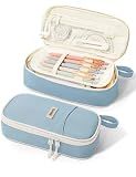 SUNEE Cute Pencil Case, Aesthetic Pen Pouch, Colored Large Pencil Bag with Zipper, Kawaii Stationery Storage and Organizer, School Supplies for Teen and Adult Girls, Blue