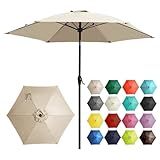 Ayge 7.5FT Large Outdoor Patio Umbrella Market Table Umbrella-UV Resistant, Easy Push Button Tilt and Crank, 6 Sturdy Fiberglass Ribs Heavy-Duty Pool Umbrella for Deck, Backyard,Garden, Yard,Beige