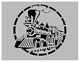 Railroad Steam Engine Train Reusable Stencil (8.5" x 11" Sheet) for Painting on Walls, Wood, Arts and Crafts (My Custom Stencils)