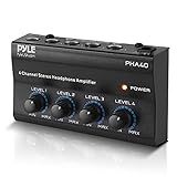 Pyle 4-Channel Portable Stereo Headphone Amplifier - Professional Multi Channel Mini Earphone Splitter Amp w/ 4 ΒΌβ Balanced TRS Headphones Output Jack and 1/4" TRS Audio Input For Sound Mixer