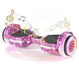 SIMATE Scooter, Colorful LED Light-Up Wheels, Bluetooth Speakers and APP, Dual 250W Motors, 8.5 mph Max Speed & 8.5 Miles Max Range, Gifts for Kids Adults Girls Boys