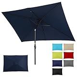 FansaFurn Patio Umbrella, 6.5' x 10' Rectangular Patio Umbrella, Metal Pole Square Outdoor Umbrella with Crank and Push Button Tilt, 6 Steel Ribs, Polyester Canopy