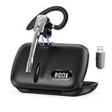 Bluetooth Headset, Wireless Bluetooth Earpiece with Dual-Mic & Noise Canceling, Single Ear Headset with Mute for Business, Remote Work, V5.3 Hand-Free headset for iOS Android Cell Phone (Gunmetal)