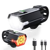 Zewdov Super Bright Bike Lights for Night Riding with Side Light, 3+6 Modes Bicycle Lights Front and Rear, IP65 Waterproof & Rechargeable 7 LED Bike Headlight for for Cycling Electronics, 1 Set