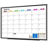 CALENBO Dry Erase Calendar Whiteboard for Wall 36" x 24", Magnetic Monthly White Board Calendar Dry Erase with Tray, Black Aluminum Frame Bulletin Board for Office Home and School