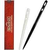 Savina Set 2 Nalbinding Needle Bone & Horn with Large Two-Eyed. Handmade Binding Tool, Multipurpose Weaving/Knitting/Stitching Needles for Craft Work