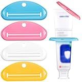 EVOULTES 4PCS Toothpaste Squeezer, Colorful Plastic Toothpaste Tube Squeezer Toothpaste Dispenser HangingTube Squeezer Tool, Toothpaste Clip for Bathroom, Suitable for Toothpaste, Cream, Cosmetics