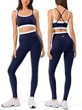 2 Pieces Workout Sets for Women,Seamless Yoga Leggings with Padded Sports Bras,Athletic Matching Outfits,Gym,Casual