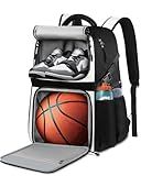 LOINTET Basketball Bag Backpack with Ball Holder Shoes Compartment, Large Basketball Accessories Sports Bag More Pockets for Football, Soccer, Volleyball, Gym, Travel, White