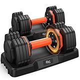 Adjustable Dumbbells Set 25LB, Weights Dumbbells Set 5/10/15/20/25lbs, Anti-Slip Handle for Exercise Fitness Workout Adjustable dumbbell set 2 (25, Pounds)