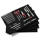 CASOMAN 4PCS Professional Toolbox liner, Trap Mat Universal Tool Drawer Liner, Non-Slip Foam Inserts, Easy Cut, Black, 23.6"x15.7"