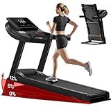 UMAY Fitness Home Folding Incline Treadmill with Pulse Sensors, 3.0 HP Quiet Brushless, 300 lbs Capacity (10% or 20% Incline)